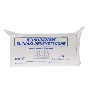 Serwety śliniaki dentystyczne składane z kieszenią Mustaf 100szt.