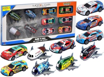 Pojazdy wyścigówki i samoloty 10 sztuk