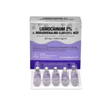 Lignocainum 2% z noradrenaliną 10amp.