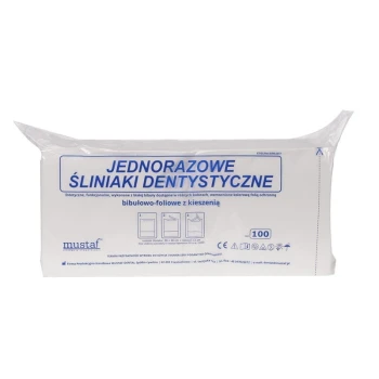 Serwety śliniaki dentystyczne składane z kieszenią Mustaf 100szt.